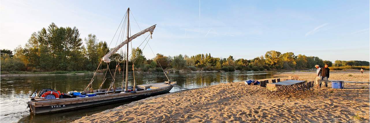 camping on the banks of the Loire river